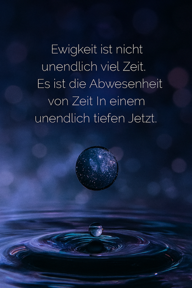 Zitat: "Ewigkeit ist nicht unendlich viel Zeit. Es ist die Abwesenheit von Zeit in einem unendlich tiefen Jetzt."