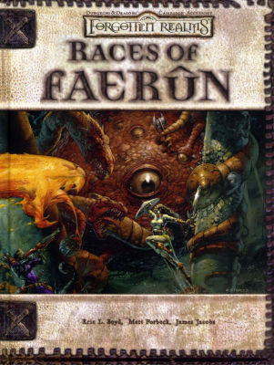 the book cover of the 3rd edition book Races of Faerun.