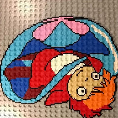 A little red fishgirl tucks herself in beneath the kaleidoscopic semitransparent membrane of a jellyfish.