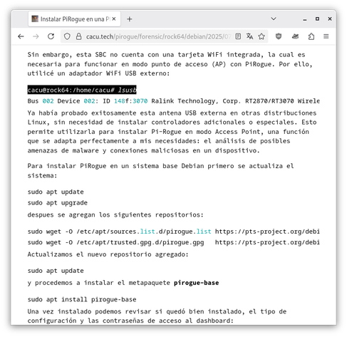 screenshot Instalar PiRogue en una PINE Rock64
