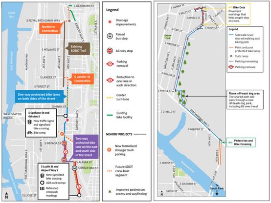 Two maps showing the Georgetown to downtown and Georgetown to South Park Safety Projects.