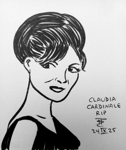 Pen and ink sketch of actress Claudia Cardinale