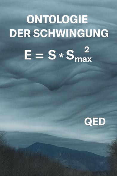 The image depicts a rare formation of asperitas clouds, whose wave-like structures resemble frozen oscillations in the sky. In the foreground, a mountain ridge rises as a resting mass, while the cloud cover above reveals the dynamics of a continuous resonance field. Within this framework, the formula E = S × Smax is interpreted as a statement that even matter is nothing but condensed vibration— energy taking shape through structured resonance.
Nature itself appears here as an implicit proof, a QED, pointing to the idea that perception, matter, and consciousness are ultimately part of the same ontological field of vibration.🖖