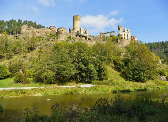 View of the castle of kollmitz in the thaya valley, waldviertel, lower austria