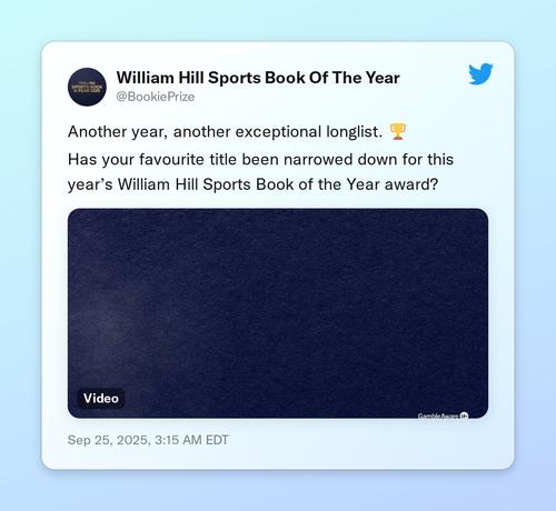 Another year, another exceptional longlist. 🏆

Has your favourite title been narrowed down for this year’s William Hill Sports Book of the Year award? https://t.co/w7PdDMFlIz