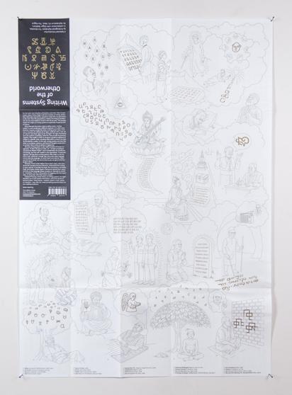 For the poste side, I made illustrations for each of the stories, depicting the dream-scenario. Since the available material was extremely different or non existent, this seemed the best way to make a coherent visualisation for each writing system.