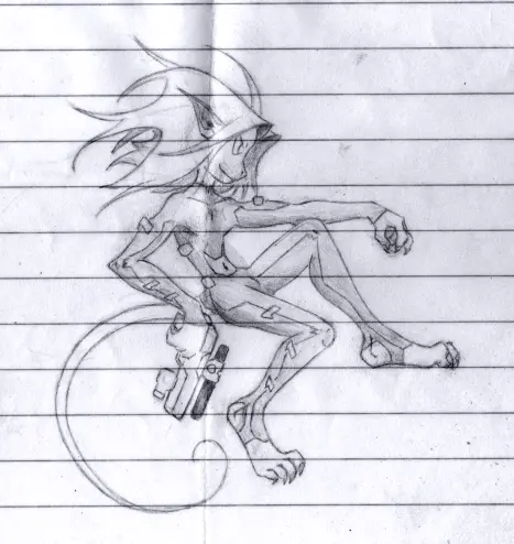 my hybrid cyborg again, just a doodle I did at work