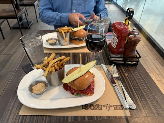 Korean Salmon burger with Furikake Fries at Bourbon Pub