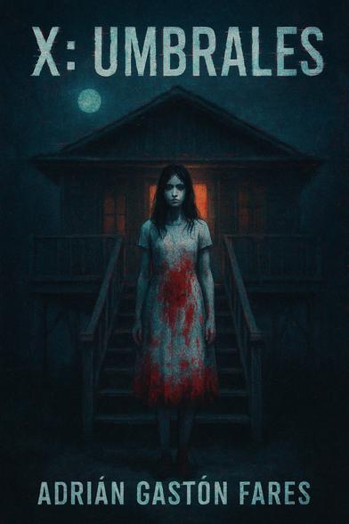 Portada de X: Umbrales - Thriller psicológico con IA, por Adrián Gastón Fares La chica muerta delante de la casa en el Delta del Tigre.
