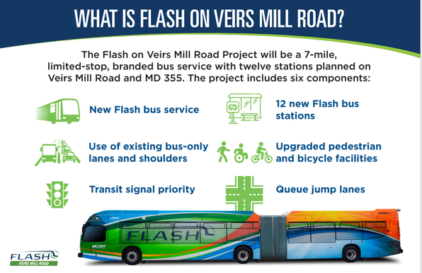 what is flash on veirs mill road?
Montgomery County Department of Transportation is working to implement Flash BRT across the County. The Veirs Mill Road Flash will be a new transit service connecting Wheaton and Rockville with twelve stations along Veirs Mill Road and MD 355. Flash service on Veirs Mill Road will provide faster and more reliable transit service, connecting riders to housing, jobs, the MARC train, and the Metrorail Red Line. The Veirs Mill Road Flash will also include bicycle and pedestrian improvements like continuous sidewalks and safer crossings.