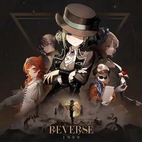 Reverse 1999 showing various characters posing with thr mian character upfront