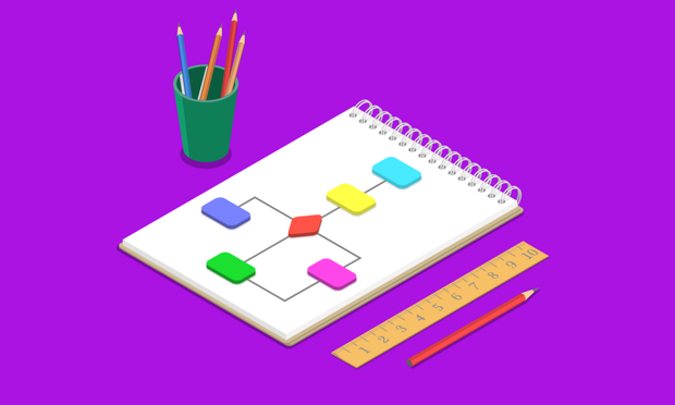 papier met getekend diagram, potlood en liniaal ernaast