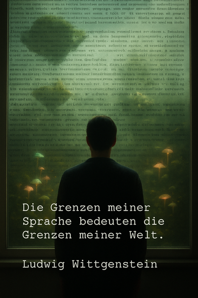 Zitat: „Die Grenzen meiner Sprache bedeuten die Grenzen meiner Welt.“ — Ludwig Wittgenstein
