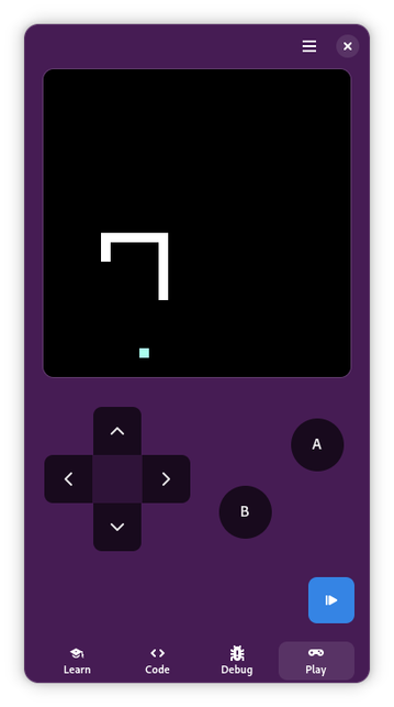 Playing Snake on mobile layout
