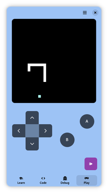 Play snake with blue handheld color