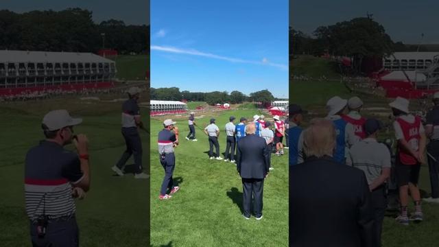 Donald Trump is seen watching a golf game #donaldtrump #trump #trumpnews #trump2025 #usa #maga #fyp