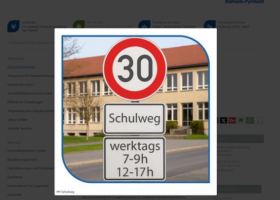 Schulweg Tempo 30 - Landkreisbild