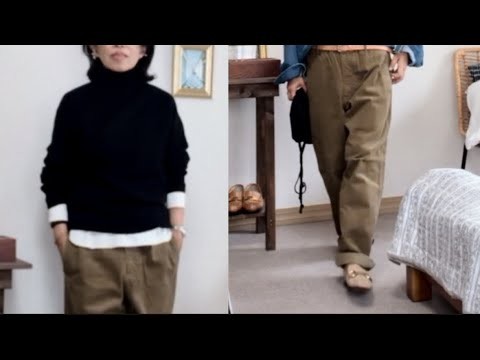 UNIQLOU コーデュロイパンツは推し。ハイネックセーターは黒でなくても。