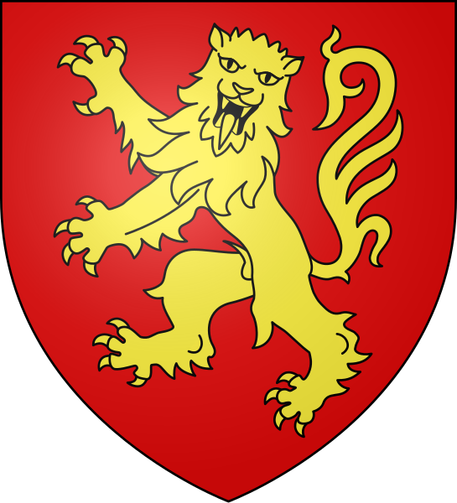 blason du comté de #Rodez : « De gueules, au léopard  lionné d'or. »
