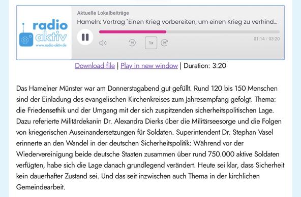 Homepagenachricht radio aktiv