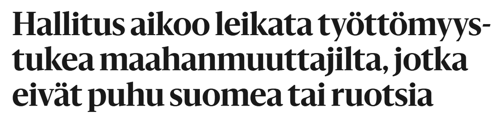 Kuvakaappaus Hesarin otsikosta tältä päivältä. Lukee: 

https://www.hs.fi/politiikka/art-2000011522838.html