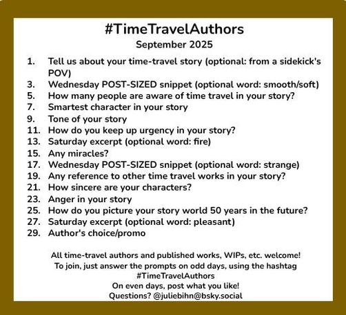 Time Travel Authors – 27 September prompt: Saturday excerpt (optional word: pleasant)