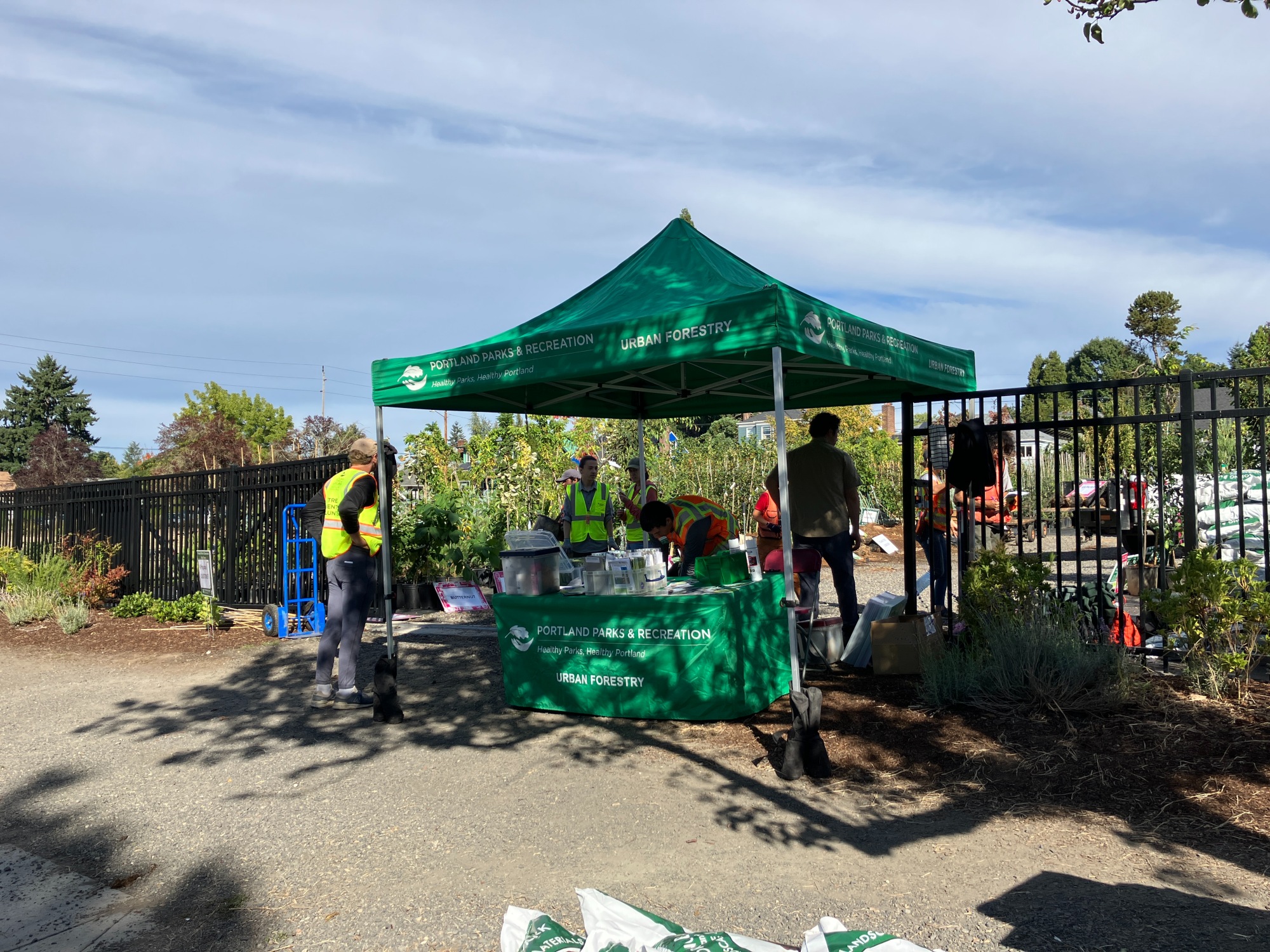 Registration desk at the City of Portland's yard tree giveaway event.