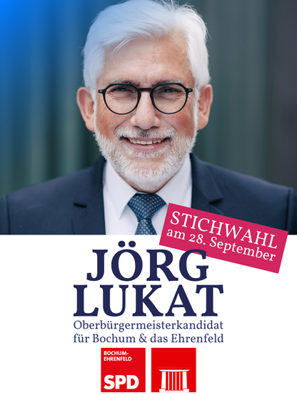 Plakat von Jörg Lukat zur Stichwahl am 28. September 2025