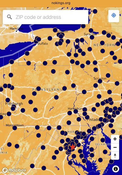 Map showing locations of the “No Kings 2.0” protests to be held in Pennsylvania on Saturday, October 18th, 2025.