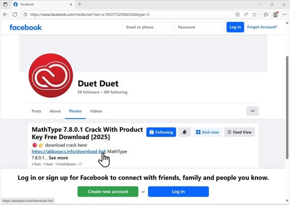 Screesnhot of the initial page that I found to download the malware.