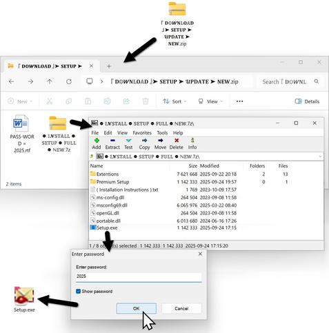 Extracting the malware EXE from the nested archive files.