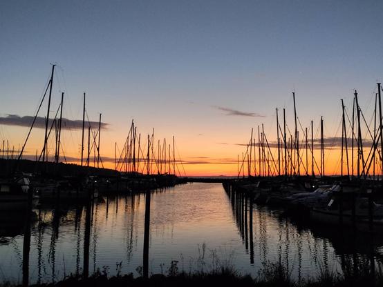 Sunrise over marina in Denmark.