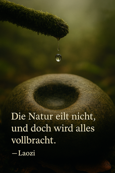 Zitat: 
„Die Natur eilt nicht, und doch wird alles vollbracht.“ — Laozi