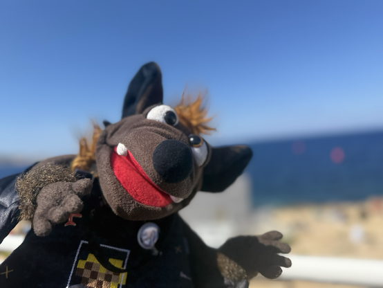 Gaston mit Mittelmeer im Hintergrund wartet auf den Beginn der Airshow