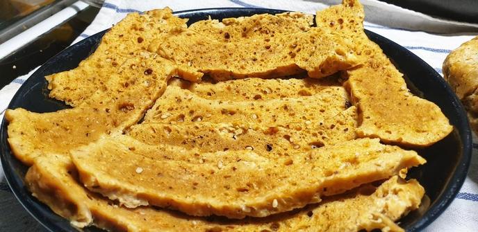 One of the slices cut into 'cutlets' for dinner tonight.