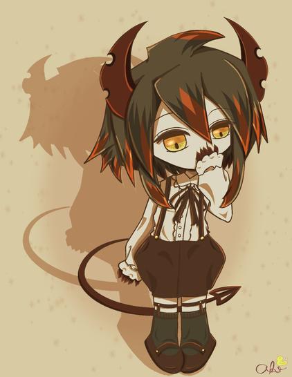 A small Ivlis in sepia tones with his shadow behind him.