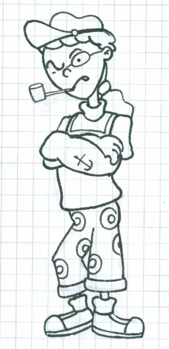 somitomi's drawing of Pepper Ann, mixed with features of Popeye to create a "Popeye Ann" mash-up