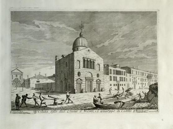 Domenico Lovisa -- Il Gran Teatro di Venezia -- plate 16 -- Veduta delle due Chiese di S. Nicolò e S. Giuseppe di Castello