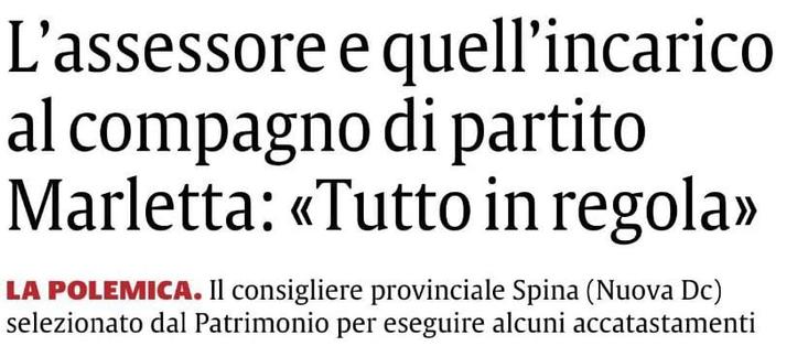 il titolo dell'articolo de La Sicilia, 26 set 2025: L'assessore e quell'incarico al compagno di partito.