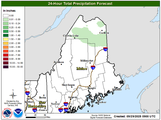 24-hr ME Rainfall Outlook