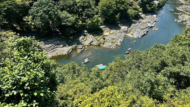 view from top of "mountain" with a river down there