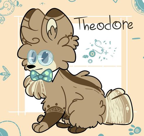 Theodore's old design. He's mostly light brown with dark brown and beige markings here and there. His design is rather more complicated here, odd markings and all. He also wears a pair of glasses and a spotty green bowtie. Still love it though. He looks like your standard bookstore-dwelling critter.