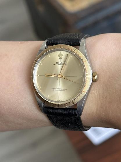 Wrist shot angled from the crown side