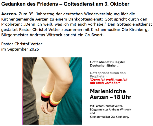 Einladung zum Gottesdienst