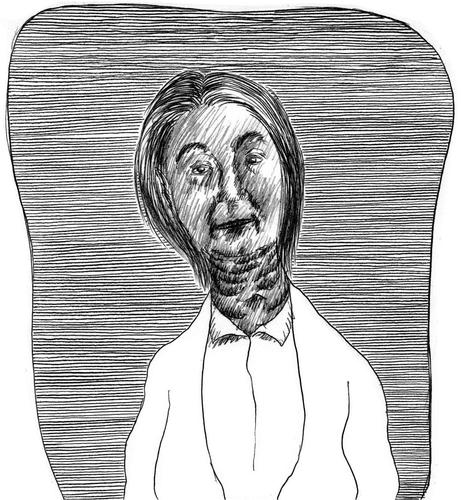 The portrait of a woman looking mildly in the void