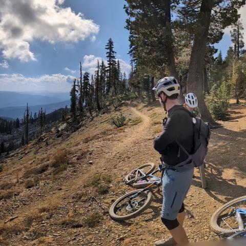 A frame from a panorama of the Gold Valley Rim Trail, looking down on Deer Lake, near Downieville and Sierra City, California