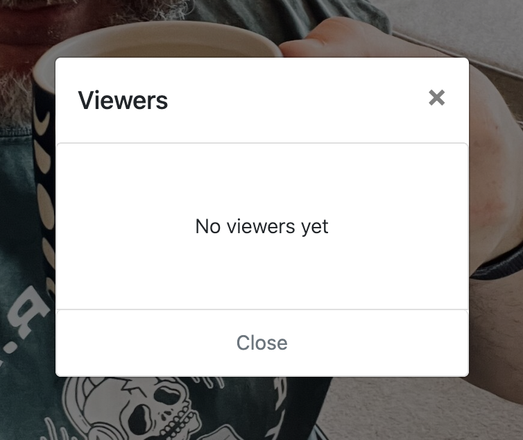 A screenshot of the metrics from a recent story posted to my pixelfed story feature showing "no viewers"