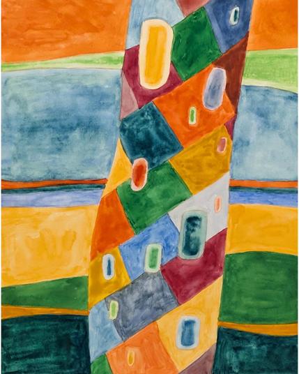 abstract bright colored watercolor painting