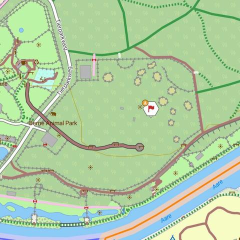 Screenshot der OSM Karte in c:geo mit dem Rabbit Rabbit Punkt im Gehege.