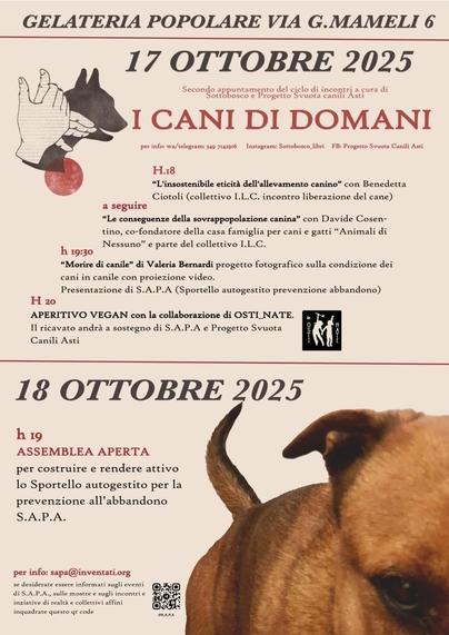 incontro I CANI DI DOMANI + MORIRE DI CANILE E S.a.p.a